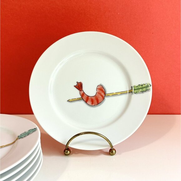 Crate and Barrel Tidbit Plates by Nancy Green ~ Assorted Food Theme ~ EUC - Picture 2 of 9